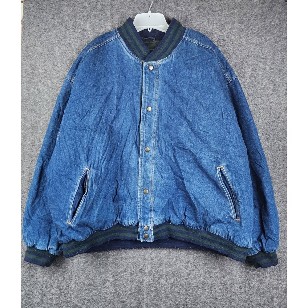 WearGuard Denim Bomber Jacket Mens 3XL Blue Quilted Lined Vintage Workwear